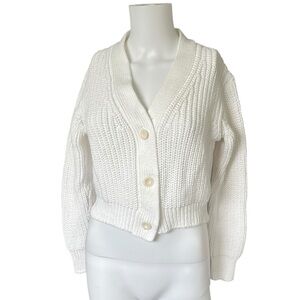 MaxMara White Cropped Knit Cardigan Sweater Neutral Designer Womens Size XS